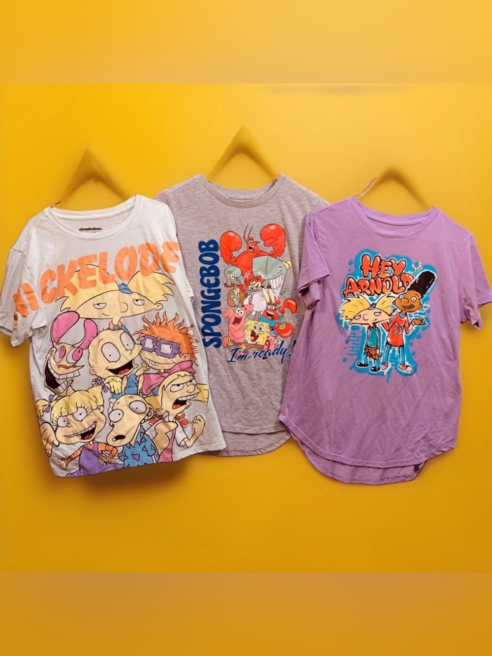 Lot of 3 Women’s Nickelodeon Vintage 90’s Tees Hey Arnold, Rugrats, SpongeBob